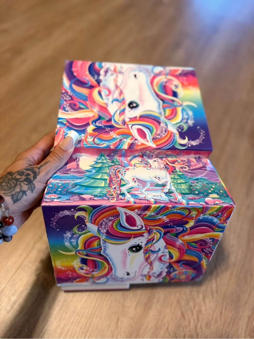 Lisa Frank Vintage Y2K Rainbow Unicorn Jewelry Organizing Cosmetic Box